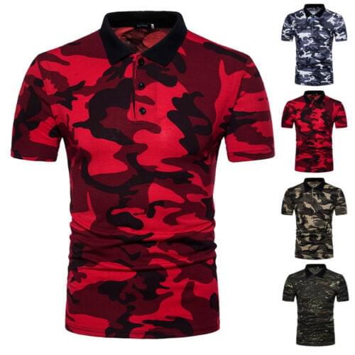 Mens 2019 Classic Short Sleeve Summer Camouflage Golf Camo Shirts Solid Shirts Casual Tops Tee
