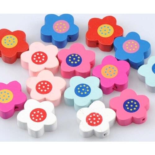 2018 New Mixed Flower Pattern Wooden Spacer Beads For Jewelry making DIY 19mm 20pcs MT1457X