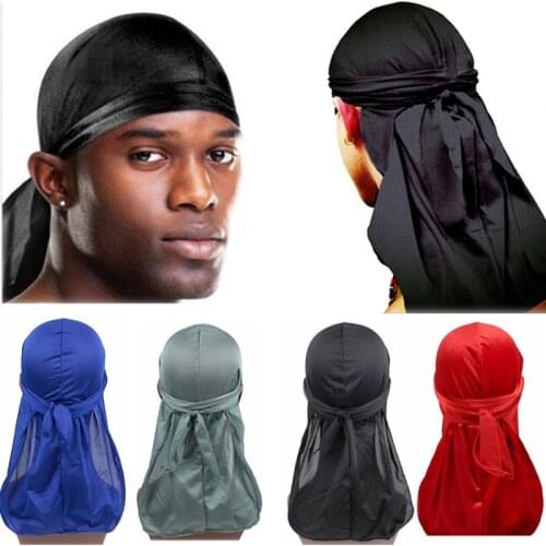 Solid Mens Durags Hip Hop Bandana Pirate Cap Du Doo Rag Wigs Headbands Unisex Turban Headwear Long Tail Women Hair Accessories