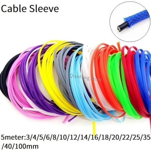 5M Cable Sleeving 3 4 5 6 8 10 12 14 16 18 20 22 25 30 35 40 mm PET Braided Expandable Cover Insulation Nylon Sheath Wire Wrap