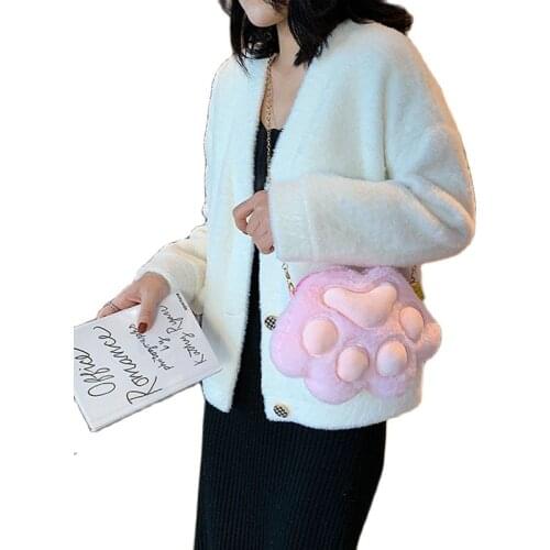 Wholesale 4pcs/lot Beautiful Cartoon Cats Claw Plush bag New Cat Stlye Stiffed and Plush Toys Gifts for Girls