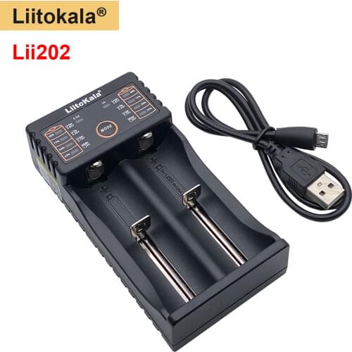 Original Liitokala Lii-202 3.7V/1.2V AA/AAA 18650/26650/16340/14500/10440/18500 NiMH li-ion battery Charger 5V 2A EU Plug