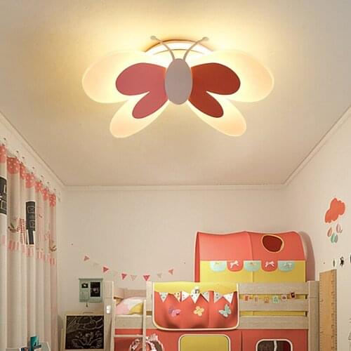 Princess room ceiling lamp modern minimalist girl childrens room lamp creative butterfly ceiling bedroom lamp