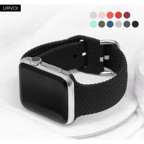 URVOI band for Apple Watch series 6 SE 5 4 3 2 1 braided silicone strap for iWatch sport band pin buckle modern design 40 44mm