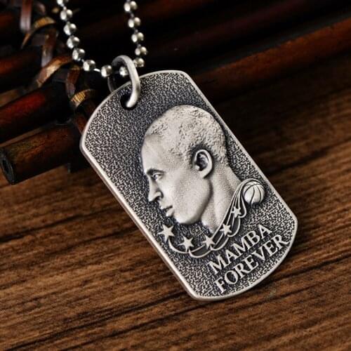 Reql s999 Sterling Silver man necklace Kobe Bryant Commemorative Plate Kobe Bryant Necklace Forever Mamba Spirit Mens Necklace