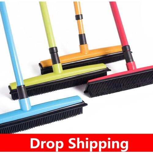 Rubber Broom Hair Lint Removal Device Telescopic Bristles Magic Clean Sweeper Squeegee Bristle Long Push Broom Outdoor gadget