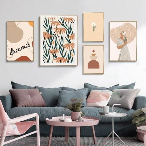 Modern Morandi Hanging Painting Core Geometric Decorative Painting Minimalist Poster Canvas Print Picture for Home Bedroom Decor