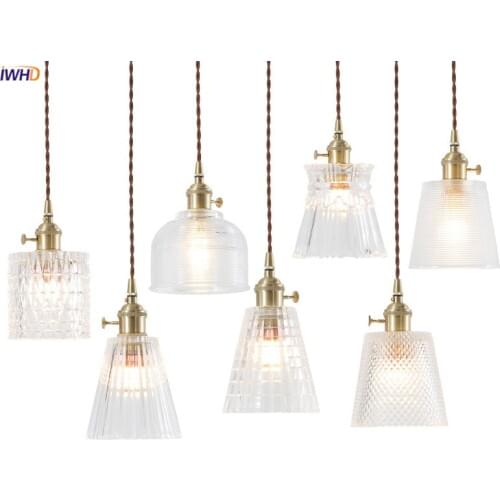 IWHD Nordic Japan Style Glass Pendant Lights Bar Cafe Living Room Light Edison Industrial Vintage Lamp Hanglamp Luminaire LED