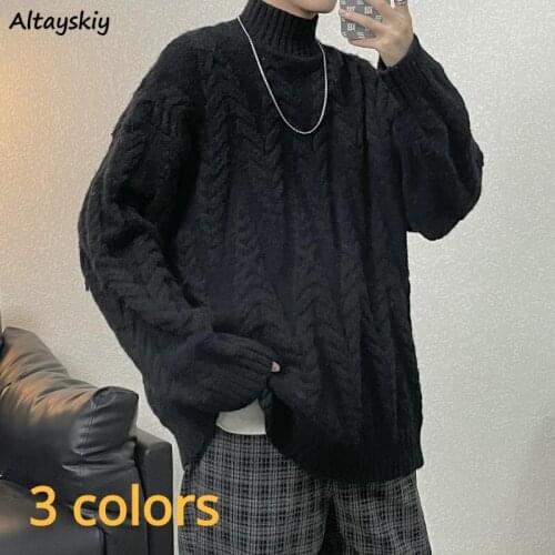 3 Colors Sweaters Women Solid Unisex Couple Warm Spring Autumn Trendy Loose Female Pullovers Knitting Leisure Popular Streetwear