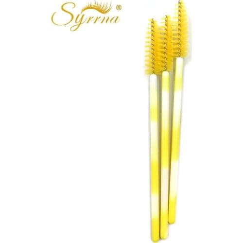 Syrrna Premium 50Pcs Disposable Eyelash Extension Cleaning Brush Micro Mascara Wand Lash Eyebrow Brush Applicator Spoolers Tools