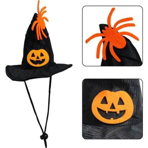 Funny Cat Halloween Costume Cute Pumpkin Hat Skull Collar Set Cat Halloween Performance Cosplay Costume For Kitten Cats