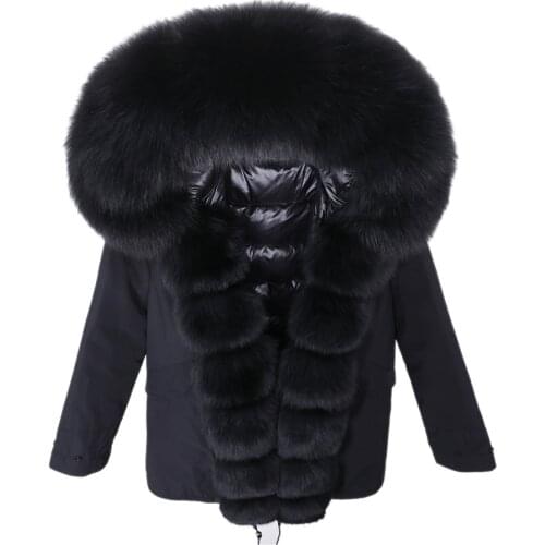 Winter warm coat ladies real fox fur mid-length coat real fox fur collar fur removable fur