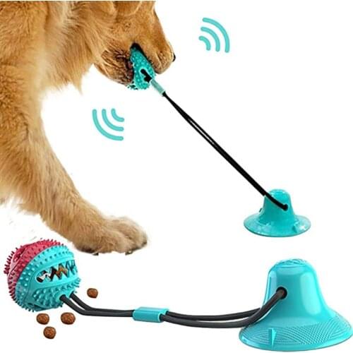 Dog Chew Sucker Toys Pet Leakage Food Ball Tug Interactive Dog Teeth Cleaning Resistant Molars Squeak Ball Dog Supplies