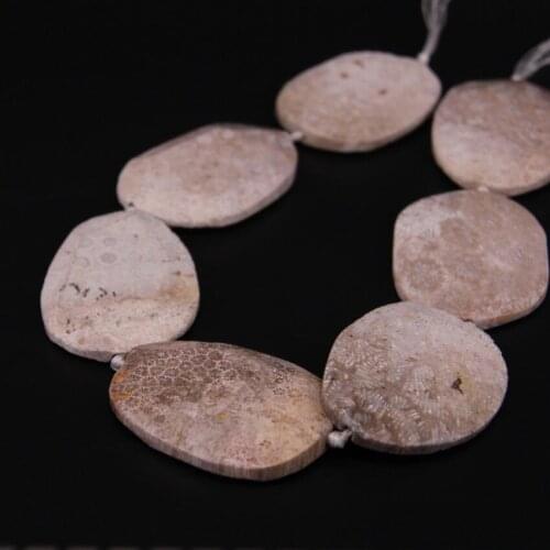 15.5"strand Large Natural Ocean Chrysanthemum Stone Faceted Slab Nugget Loose Beads,Raw Coral Agates Slice Pendant Beads Jewelry