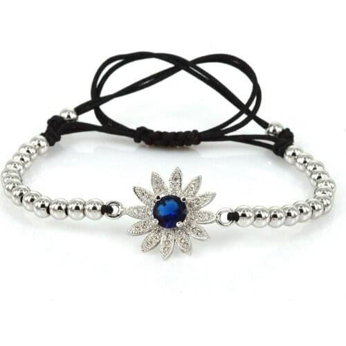 2021 Simple Fashiom Style Anil Arjandas Women Macrame Bracelets Pave Setting CZ Bead Sun Flower Briading Unisex Macrame Bracelet