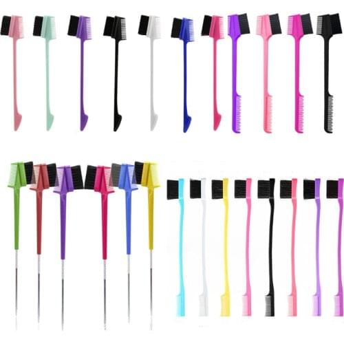 3PCS Professional Accessories Edges Fixer Control Brush Double Sided Comb 3 In 1 Hair Gel Smooth Random Colors