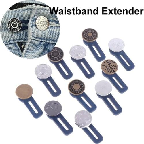 5Pc Jeans Retractable Button Adjustable Disassembly Retractable Jeans Waist Button Metal Extended Buckle Pant Waistband Expander