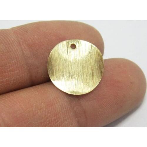 Brass earrings charms Round 15x0.5mm Textured wavy Raw brass mini pendant -50pcs R731