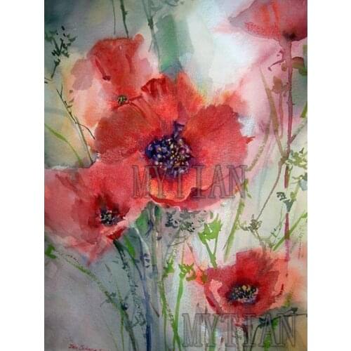 Diamond Embroidery Red Flower Painting Diamond Mosaic Full Square/Round Drills Home Decoration Diamond Painting