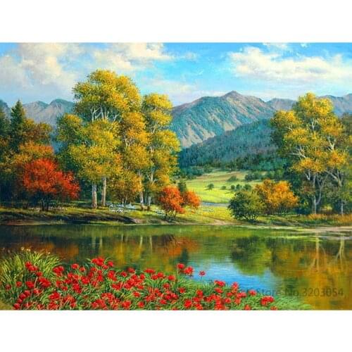 Landscape Picture river tree diy Diamond Painting cross stitch Diamant full square round mosaic pattern embroidery home decor