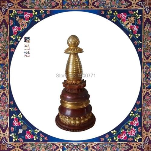 Buddha tower/ Religious possessions adder / Tibetan Buddhist Tantric Kadampa Tower / copper gilt / 5-inch