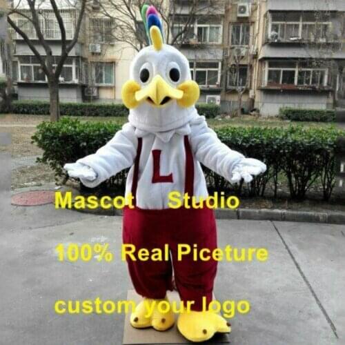 White Cock Mascot Costume Cotton Fursuit Cosplay Suit Party Game Carnival Outfit Adult Stage Performance for Childs Birthday