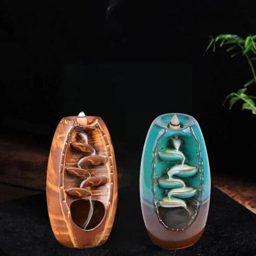 Free 120 Cone Backflow Incense Creative Incense Holder Waterfall Ceramic Backflow Holder Incense Censer Home Burner Decor S B6Y3