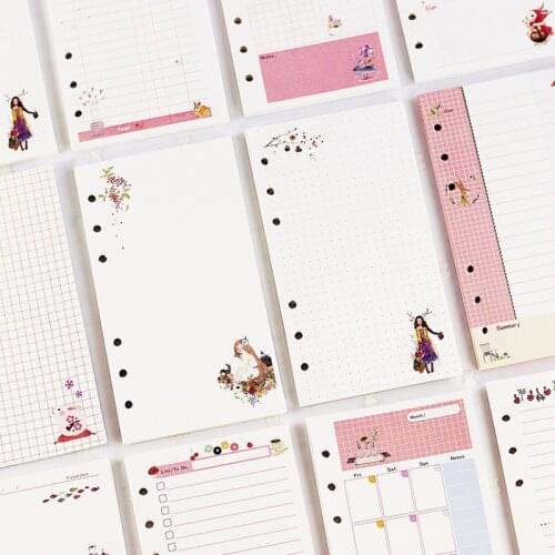 45sheet/book A5 A6 Cute Cartoon Notebook Loose Leaf Notepad Refill DIY Diary Cover PP Binder Agenda Shell Inside Refill Pages