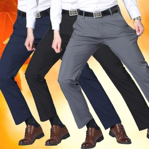 Autumn/winter 2021 thick mens Modale mens pants medium-aged straight casual pants in high-waisted business work pants