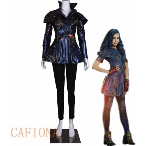 Cafiona Descendants 2 cosplay Mal Cosplay costume Leather jacket punk style Custom Made size party top