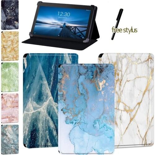 Tablet Case for Lenovo Tab E7 /Lenovo Tab E10/Lenovo Tab E8 -Anti-drop Marble Pattern Flip Leather Protective Case + Free Stylus