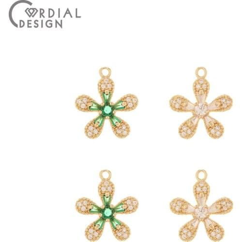 Cordial Design 50Pcs 15*17MM Jewelry Accessories/CZ Pendant/Flower Shape/Necklaces Findings/DIY Jewelry Making/Hand Made/Charms