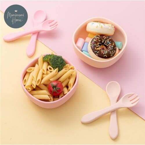 Lets Make Baby Silicone Plate Kids Bowl & Spoon Set BPA Free Baby Feeding Dishes Tableware Cartoon Children Baby Plate