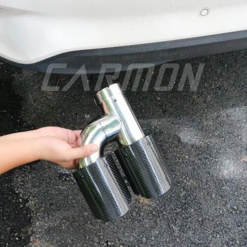 Dual Pipe h Style Carbon Fiber + Stainless Steel Universal Auto Exhaust Muffler Tips Double End Pipe for BMW BENZ VW Golf