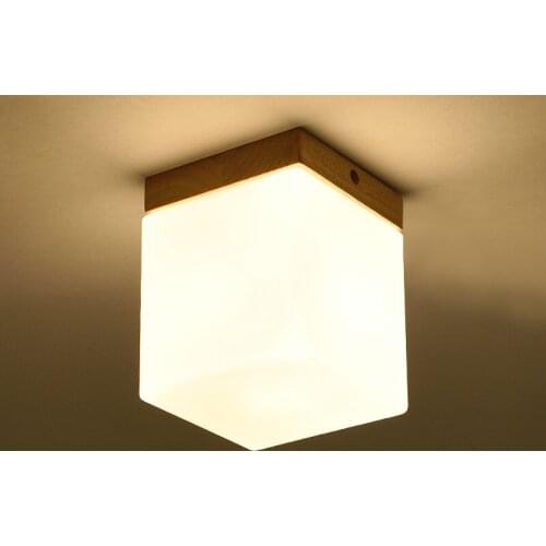Japan Style Balcony Corridor Hallway Ceiling Light LED Solid Wood Modern Home Aisle Porch Glass Ceiling Lamp E27 luminaria