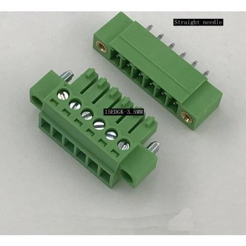 2sets 15EDGKM-3.5MM plug-in male and female terminal block with ear flange 2EDG 3.5 can be fixed 2P-24P