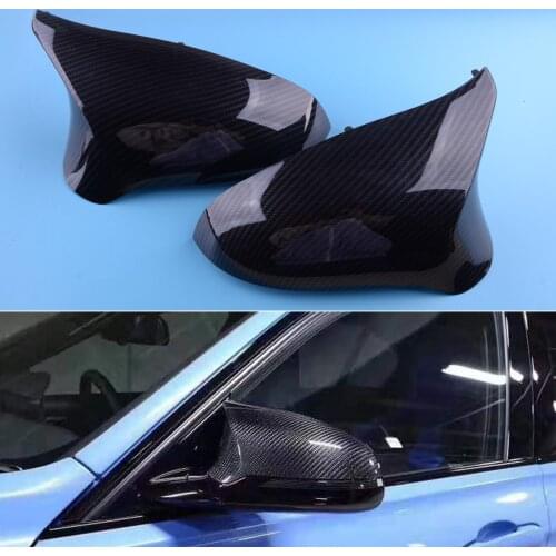 1 Pair Side Rearview Mirror Covers Caps Carbon Fiber Style Plastic Fit for BMW F80 M3 F82 M4 M2 Competition 51168059547 LHD Only