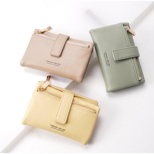 6-Color PU Leather Korean Simple Women Wallets Fashion Double Zipper Female Coin Purse Ladies Multifunction Card Holder Clutch