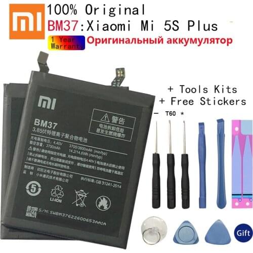 Xiao Mi Original Phone Battery BM37 For Xiaomi 5S Plus Mi5S Plus High Quality 3800mAh Phone Replacement Batteries