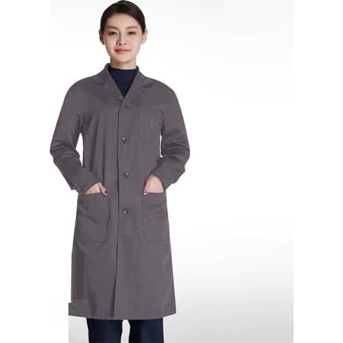 Medical Uniforms Women Men Unisex Long Sleeve White Lab Coat Lapel Collar Button Down Laboratory Blouse Uniform Lab Tunic AS489