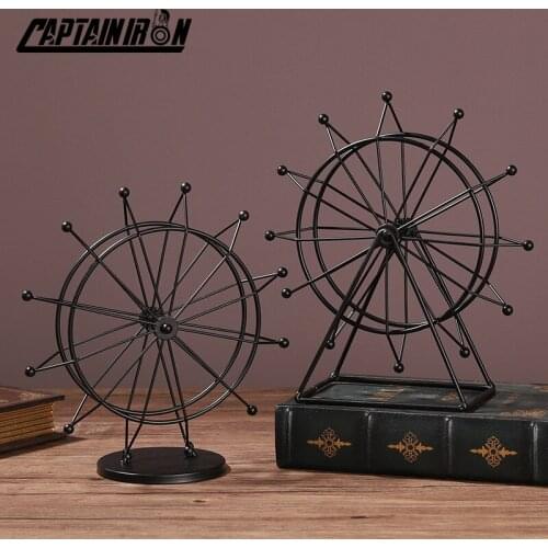 CAPTAINIRON Metal Ferris Wheel Figurines Miniatures Iron Crafts Ornament Model for New Year Christmas Decoration Creative Gifts