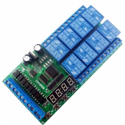 Dc12v 8ch Multifunctional Timing Delay Switch Circuit Interlocking Self-Locking Instantaneous Bistable Relay Module