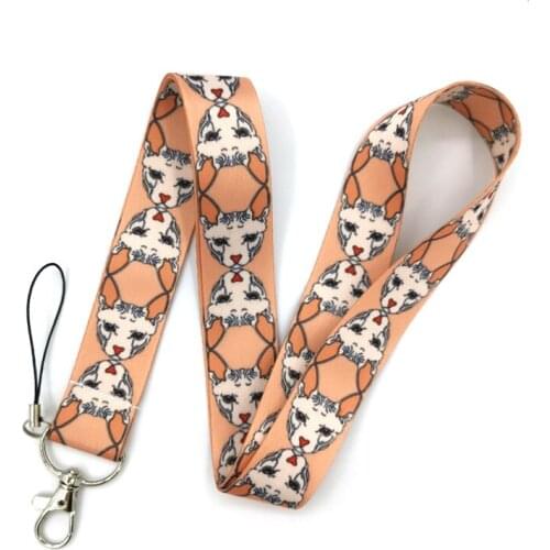 Cartoon Hairless Sphynx Cats Lanyard Credit Card ID Holder Bag Student Women Travel Card Badge Car Keychain Decorations