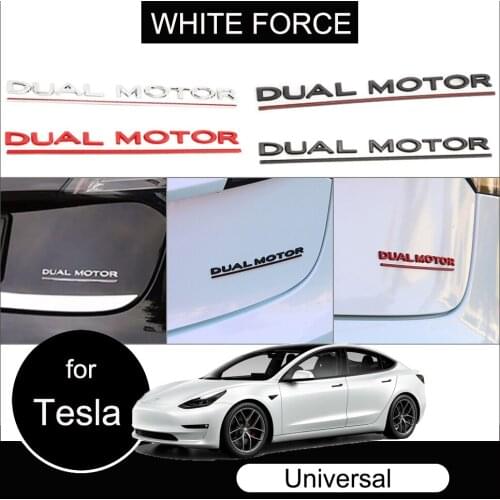 For Tesla Model 3 2021 DUAL MOTOR Letter Stickers Tail Logo DUALMOTOR Letters Emblem Decals 3D Emblems Fender Badge Car Styling