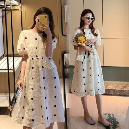 New Maternity Clothes Summer Color Block Short Sleeve Easy Matching Loose Stylish Dress for Pregnant Women Pregnancy Clothes