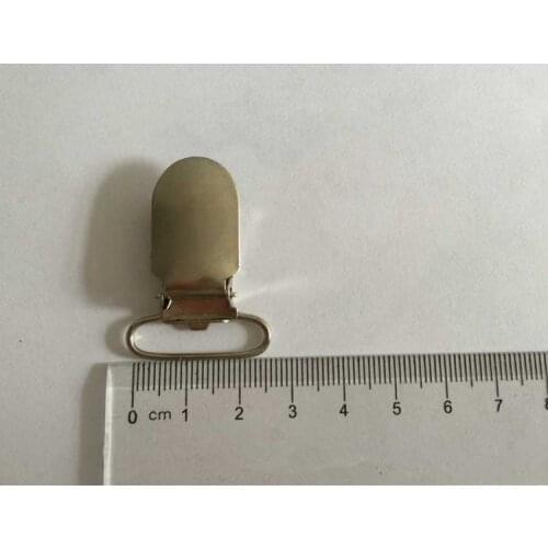 NEW 50 pcs/lot 25mm Silver Lead Free Metal Suspender Paci Pacifier Ribbon Clips Hook Holder with Square Plastic Insert