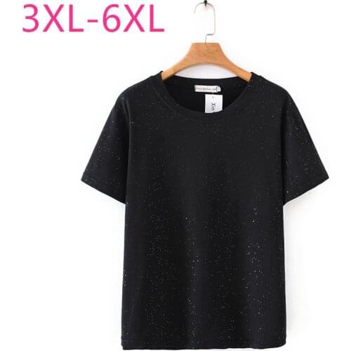 New summer plus size tops for women large loose short sleeve O neck casual cotton T-shirt pink black 3XL 4XL 5XL 6XL