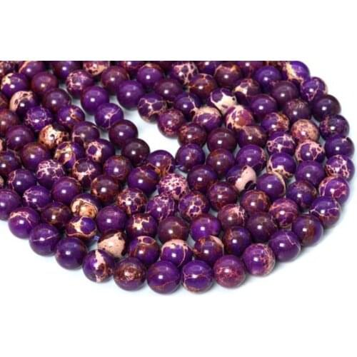 Wholesale Genuine Purple Imperial Jaspe r bead,6mm 8mm 10mm 12mm Round Gem Stone Loose Beads For Jewelry Making,1of 15" strand