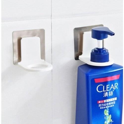 Bathroom Organizer Wall Mounted Shampoo Bottle Shelf Shower Gel Rack Liquid Soap Holder Self Adhesive Shelves Hanger