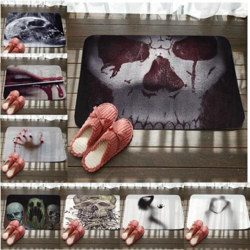 Horror Creative Novelty Door Blood Skull Carpet Bathroom Water Absorption Non-slip Rug Horror Scary Carpet Doormat Home Door Mat